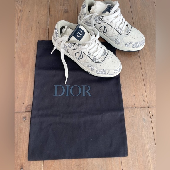Christian Dior B27 White Navy Galaxy Paisley Calf leather Oblique sneakers NWT - Picture 4 of 8